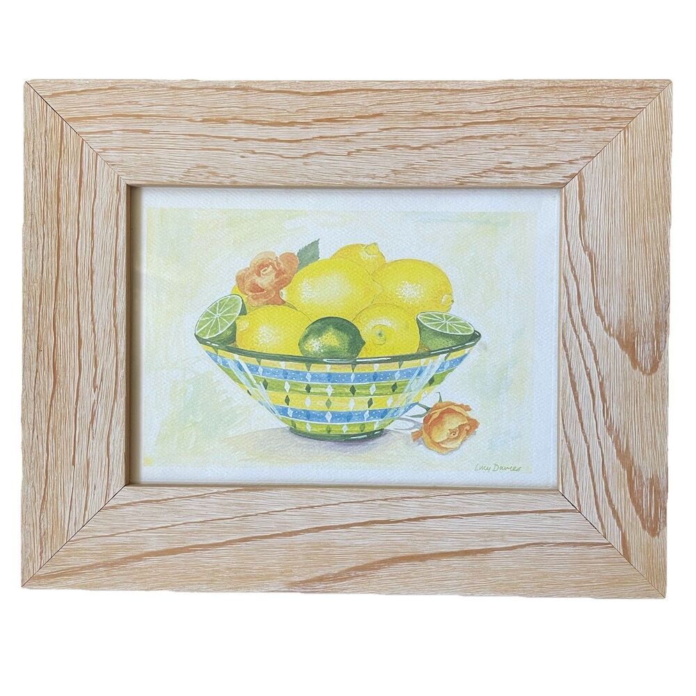 Lucy Davies Still Life Lemon Decor Framed And Signed - Vintage Art